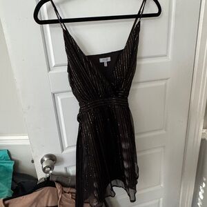 Tobi Black and Gold Striped Dress